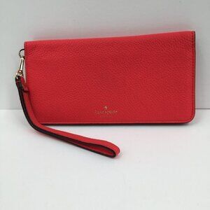 Kate Spade Erin Grey Street Geranium pink wallet wristlet leather clutch new